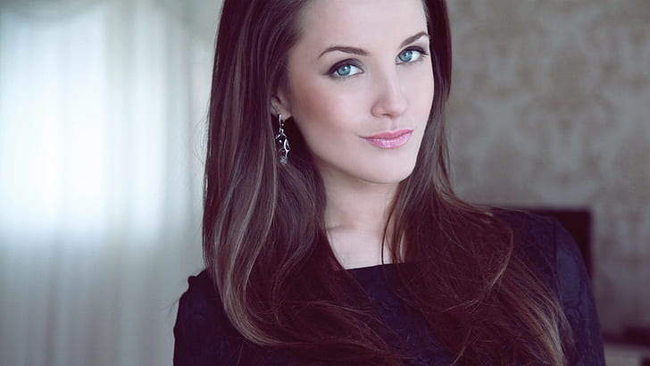 голубые глаза, брюнетка, женщины, модель, Кристина Родионова, HD обои