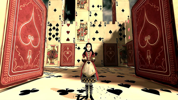 Alice Alice: Madness Returns Cards HD, woman and playing cards illustration, video games, alice, madness, returns, cards, HD wallpaper