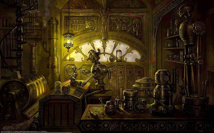 steampunk, robot, HD wallpaper