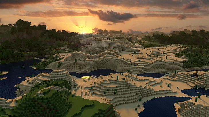 Ilustración del paisaje de la ciudad, Minecraft, videojuegos, Fondo de pantalla HD