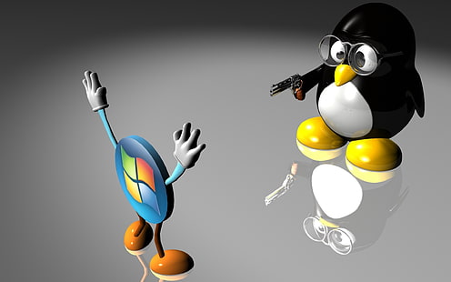 Linux vs Windows, Microsoft und Linux-Symbole, Computer, Andere, Linux Ubuntu, Waffe, Windows, HD-Hintergrundbild HD wallpaper
