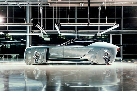 prata, futurismo, futuros carros, Rolls-Royce Vision Next 100, HD papel de parede HD wallpaper