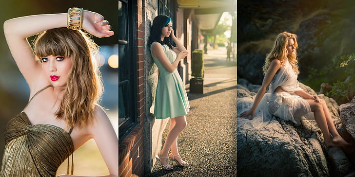 collage, women outdoors, women, model, 500px, Kyle Cong, HD wallpaper