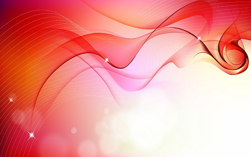 빨간색 추상 회화, 물결 모양, 빨간색, 흰색, 표면, HD 배경 화면 HD wallpaper