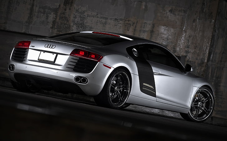 srebrne Audi coupe, samochód, Audi R8, srebrne auta, pojazd, Tapety HD