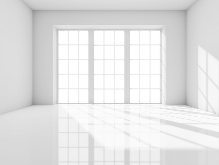 หน้าต่างกรอบสีขาวห้องตกแต่งภายในหน้าต่างสีขาวว่างเปล่า, วอลล์เปเปอร์ HD