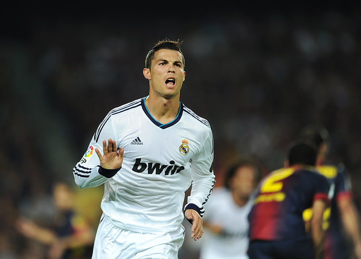 Cristiano Ronaldo, piłka nożna, Cristiano Ronaldo, zawodnik, bramka, uroczystość, Real Madryt, El Classico, Nou Camp, golaso, Tapety HD