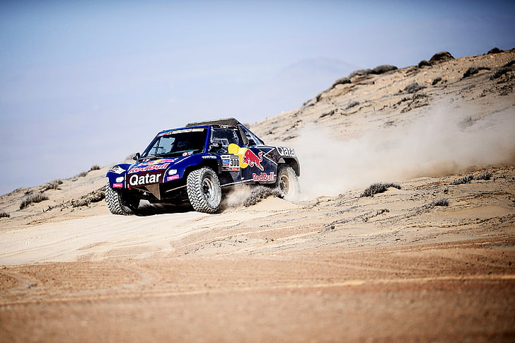 Sand, Auto, Blue, Sport, Machine, Red Bull, 300, Rally, Dakar, 2014, Buggy, HD wallpaper