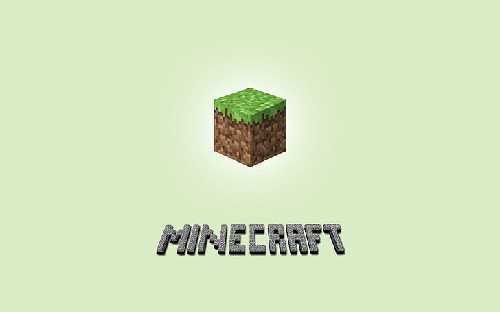 Minecraft cube illustration, minecraft, cube, ground, font, HD wallpaper