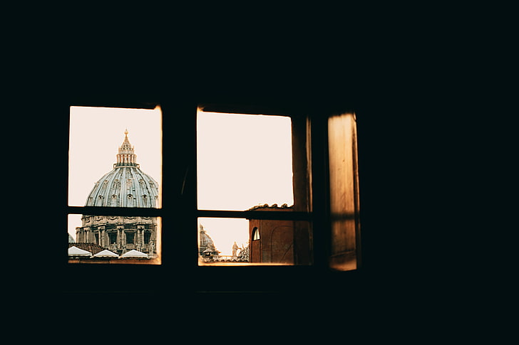 grey and blue concrete building, window, roof, vatican, architecture, HD wallpaper