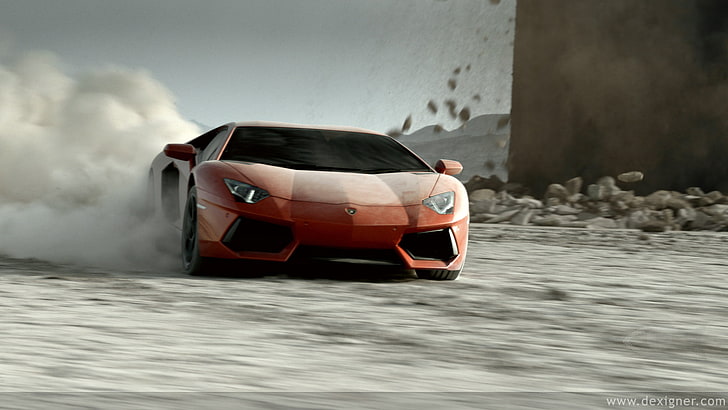 captura de pantalla roja del cupé Lamborghini, Lamborghini, Lamborghini Aventador, coche, vehículo, Fondo de pantalla HD