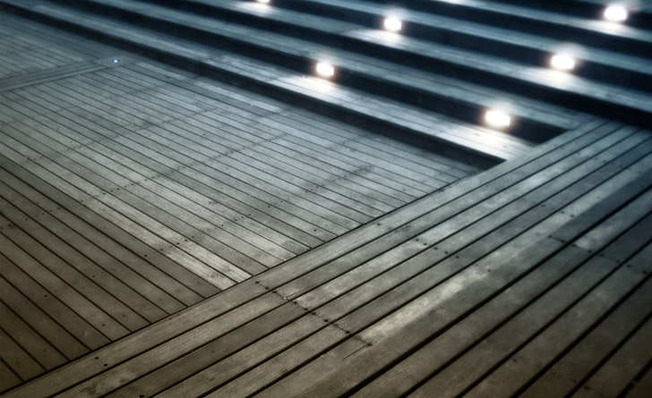 Lit-Treppe, braune hölzerne Plattform, Architektur, Treppe, HD-Hintergrundbild