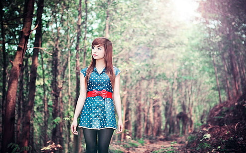 Girl Asian Nature Dress Fashion, девушка, азиатка, природа, платье, мода, HD обои HD wallpaper