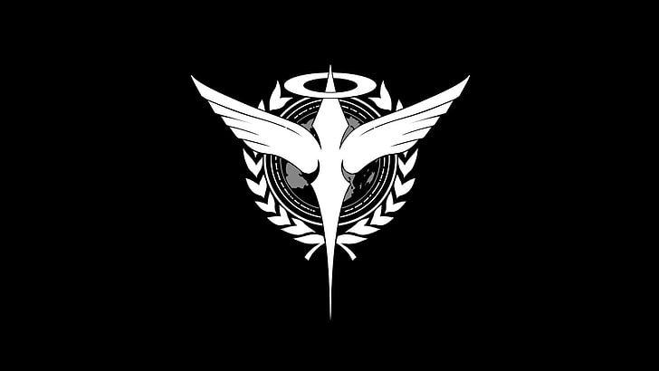 葉のロゴ入りの白と黒の翼、ガンダム、メカ、機動戦士ガンダム00、天体、 HDデスクトップの壁紙