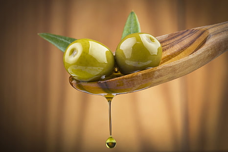 Food, Olive, Macro, Oil, Spoon, HD wallpaper HD wallpaper