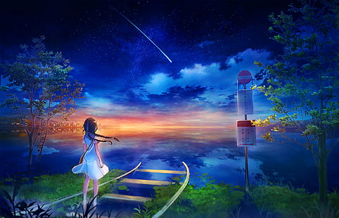 Anime, Phantasie, abstrakt, Meer, HD-Hintergrundbild HD wallpaper