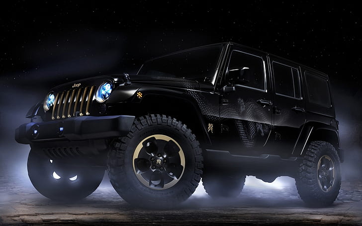 Jeep Wrangler Dragon samochód koncepcyjny, czarny jeep suv, Jeep, Wrangler, Dragon, Concept, Car, Tapety HD