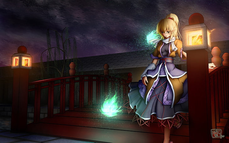 illustration de personnage féminin aux cheveux jaunes, parsus mizuhashi, projet Touhou, anime, fille, princesse, Fond d'écran HD