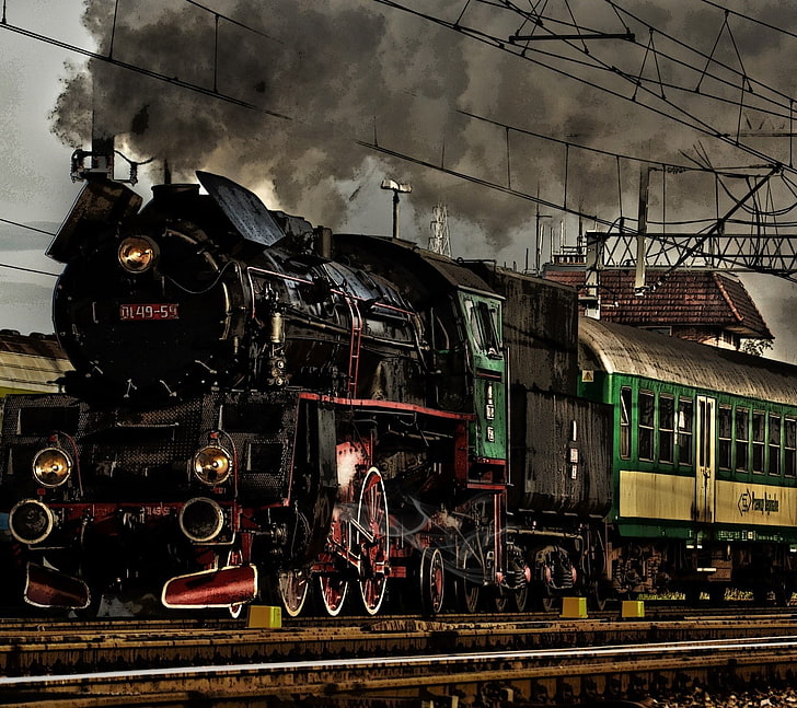 lokomotif uap, kereta api, Wallpaper HD
