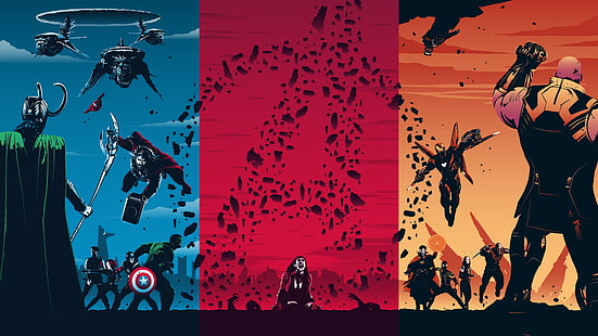 Film, Avengers: Infinity War, Black Widow, Captain America, Doctor Strange, Drax The Destroyer, Hawkeye, Hulk, Iron Man, Loki, Mantis (Marvel Comics), Scarlet Witch, Spider-Man, Star Lord, Thanos, Thor, HD tapet HD wallpaper