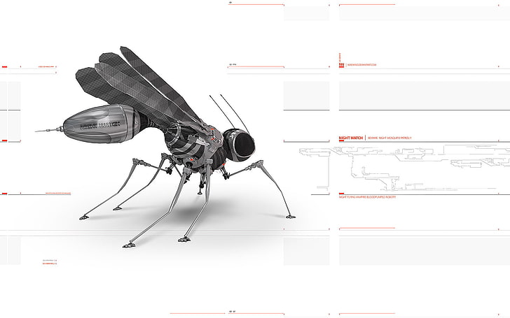 libélula gris y negra, robot, no sé, el mosquito, Fondo de pantalla HD