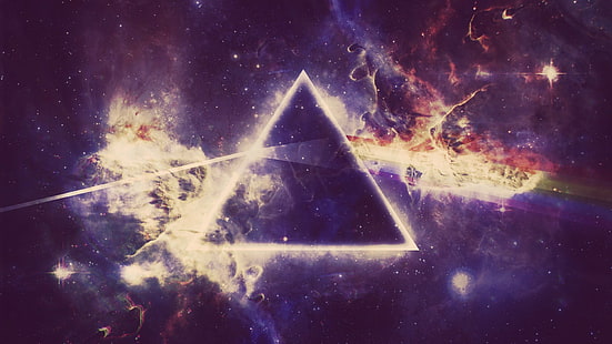 Темная сторона луны, цифровое искусство, треугольник, Pink Floyd, HD обои HD wallpaper