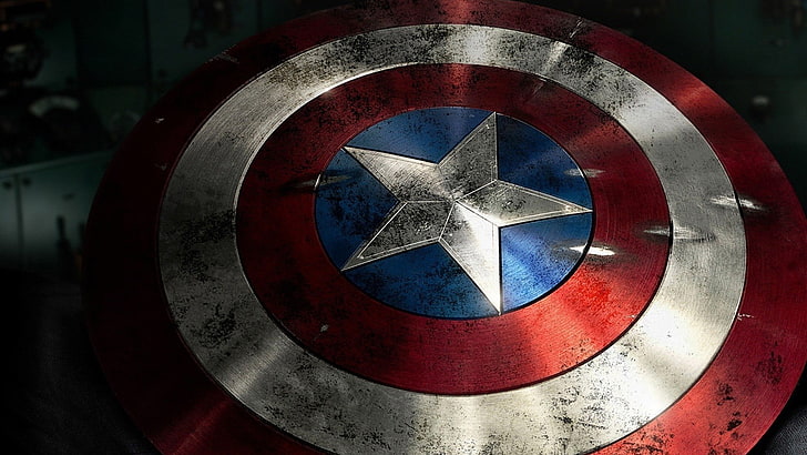 Captain American sköld, sköld, superhjälte, Captain America, Marvel Comics, HD tapet