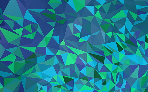 wallpaper geometris biru dan hijau, cahaya, garis, pola, warna, segitiga, Wallpaper HD HD wallpaper