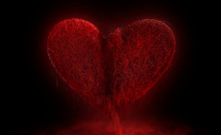 Defektes Herz, digitale Tapete des roten Herzens, Liebe, künstlerisch / 3D, Hintergrund, defekt, rot, HD-Hintergrundbild
