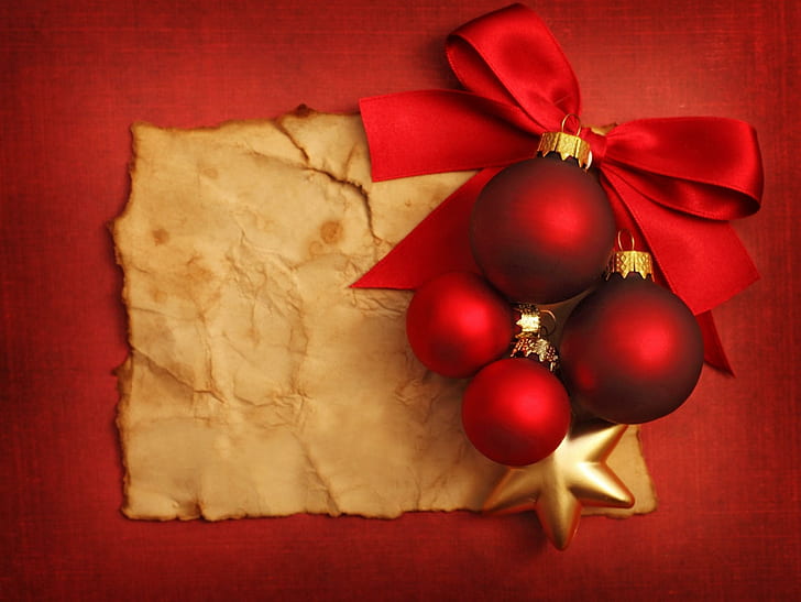 new year, christmas, holiday, christmas decorations, ornaments, ribbon, paper, new year, christmas, holiday, christmas decorations, ornaments, ribbon, paper, HD wallpaper
