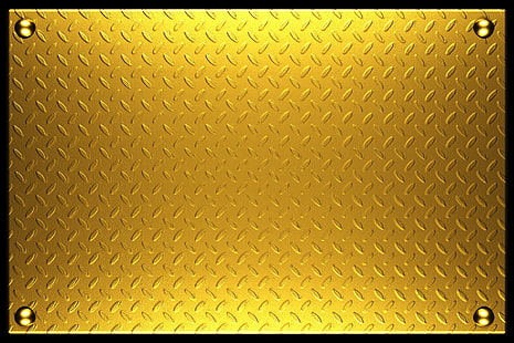 diamond plated gold frame, metal, texture, plate, gold, background, rivets, steel, metallic, HD wallpaper HD wallpaper