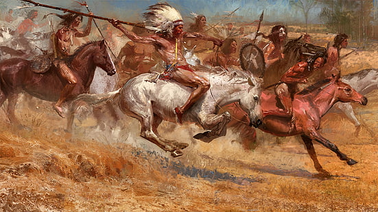 Guerra, lanza, batalla, nativos americanos nativos americanos, Fondo de pantalla HD HD wallpaper
