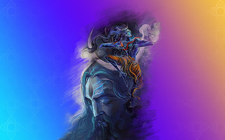 man face illustration, Lord Shiva, Aghori, HD, HD wallpaper
