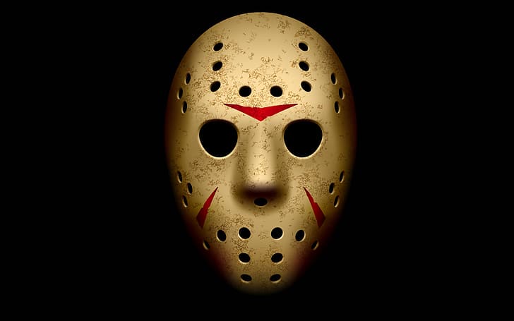 black background, Jason Voorhees, Friday the 13th, mask, HD wallpaper