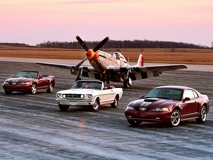 mobil, Ford Mustang, Amerika Utara P-51 Mustang, kendaraan, pesawat terbang, Wallpaper HD