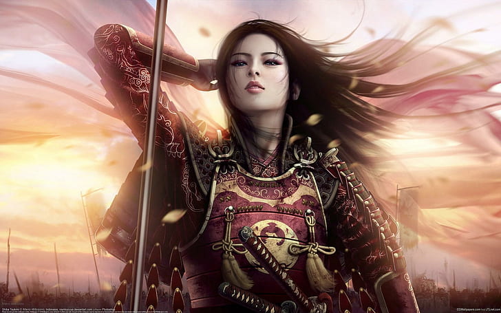 Female Samurai, picture, 2012, female, 3d and abstract, HD wallpaper