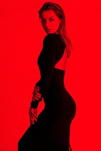 Ана де Армас, актриса, блондинка, красный фон, HD обои HD wallpaper