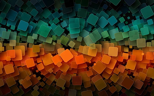 ภาพประกอบสีส้มและสีน้ำเงินนามธรรมศิลปะดิจิตอลมุมมองระยะชัดลึก, วอลล์เปเปอร์ HD HD wallpaper
