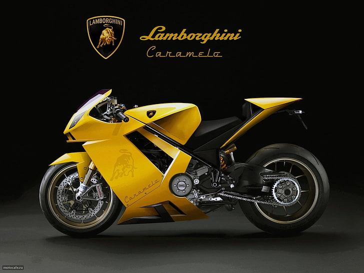 Lamborghini Caramelo V4 Superbike, gelbes Lamborghini Caramelo Motorrad, Motorräder, Sonstiges, Lamborghini, HD-Hintergrundbild