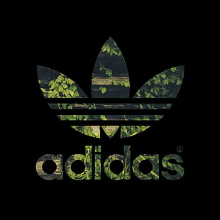 адидас, листья, логотип, HD обои HD wallpaper