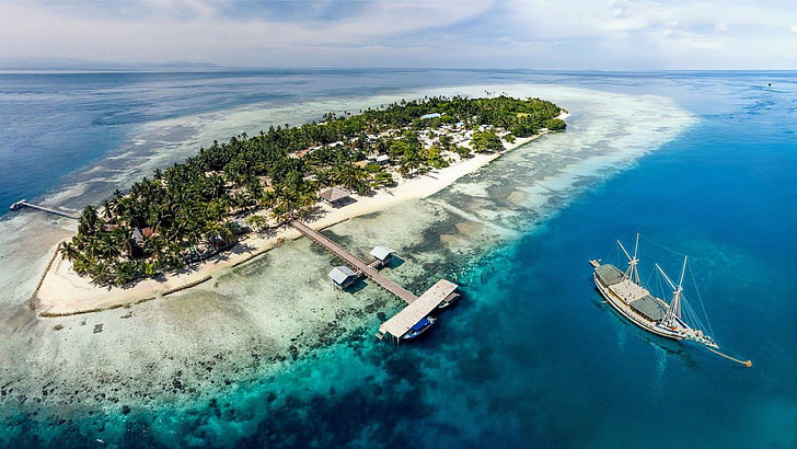 Arborek 섬 바탕 화면 3840 × 2160 무인 항공기 배경 화면에서 라자 Ampat 지방 서쪽 파푸아 인도네시아보기의 사진, HD 배경 화면