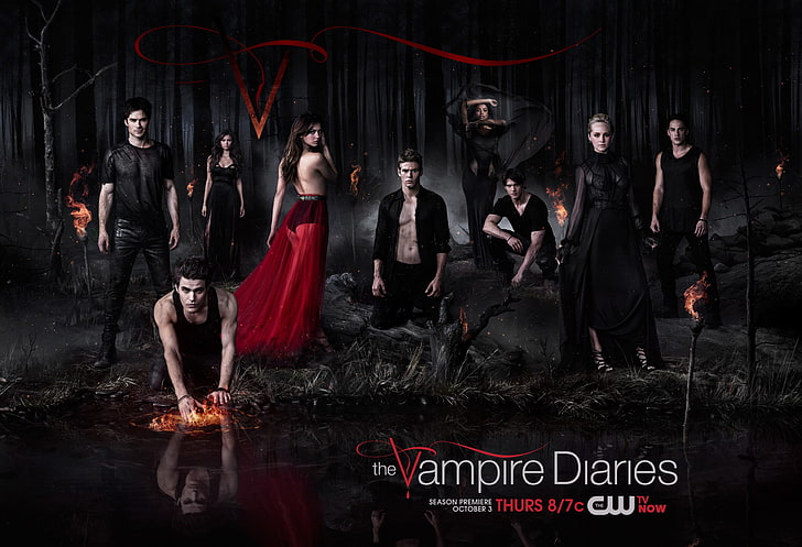 Vampire Diaries dijital duvar kağıdı, Nina Dobrev, Vampire Diaries, Paul Wesley, Elena Gilbert, Stefan Salvatore, HD masaüstü duvar kağıdı