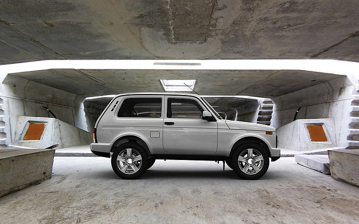 branco Lada Niva SUV, SUV, carro, megapolis, urbano, 4x4, LADA, Niva, VAZ, crossover, um best-seller., equipamento, HD papel de parede