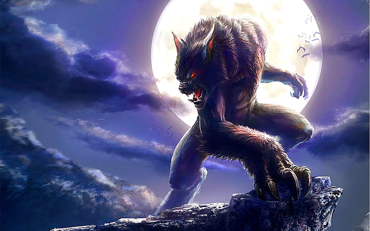 Werewolf-full-moon-Fantasy Wallpaper for desktop, HD wallpaper