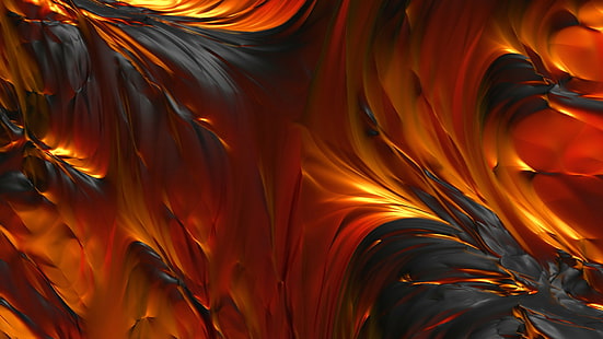 Абстрактная, Красная, Черная, Простая, оранжево-желтая и черная абстрактная живопись, Абстрактная, Красная, Черная, простая, HD обои HD wallpaper