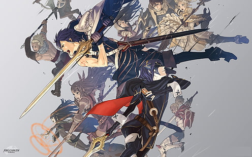 Ilustración de personaje de anime, Fire Emblem, Chrom, Lucina, Sumia, obras de arte, arma, arma de fantasía, videojuegos, Fondo de pantalla HD HD wallpaper