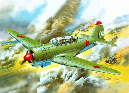 green and red combat plane vector art, the plane, easy, art, USSR, bomber, BBC, WWII, design, scout, Soviet, WW2., Su-2, middle, P. O. Sukhoi, HD wallpaper HD wallpaper