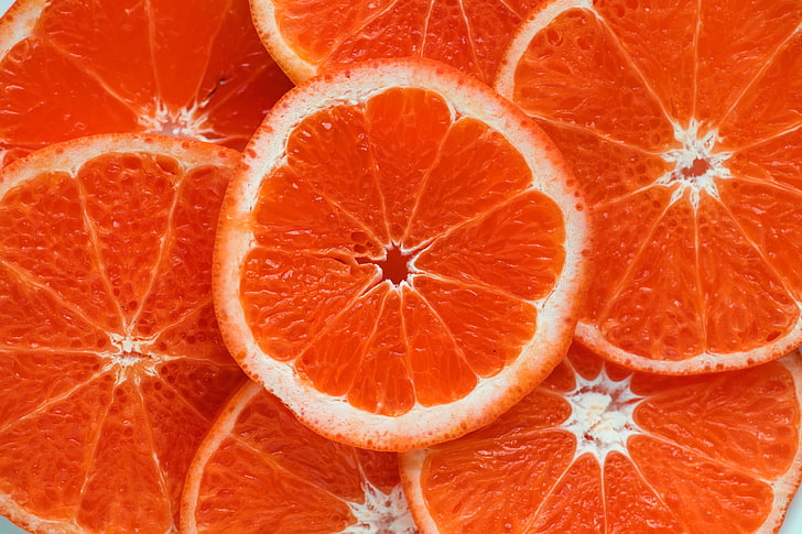 スライスしたオレンジライムフルーツ、オレンジ、柑橘類、熟した、フルーツ、 HDデスクトップの壁紙