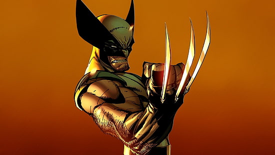 Wallpaper digital Marvel Wolverine, Wolverine, Marvel Comics, J. Scott Campbell, gradien, adamantium, cakar, karya seni, latar belakang sederhana, Wallpaper HD HD wallpaper