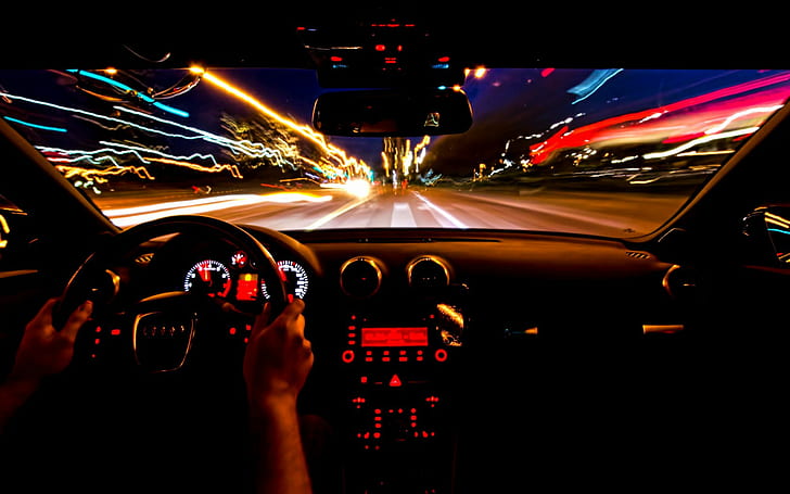 Audi, A3, 8P, Zeitrafferfoto des Autos auf der Straße, Schönheit, Audi, Belichtung, Nacht, A3, 8P, Bewegung, HD-Hintergrundbild